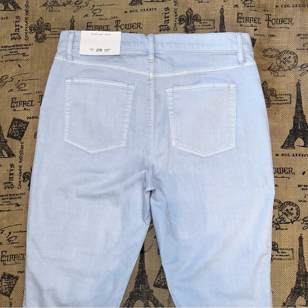 Loft NWT! Light Blue Pockets Skinny Crop Pants  Size 29 - Picture 14 of 16